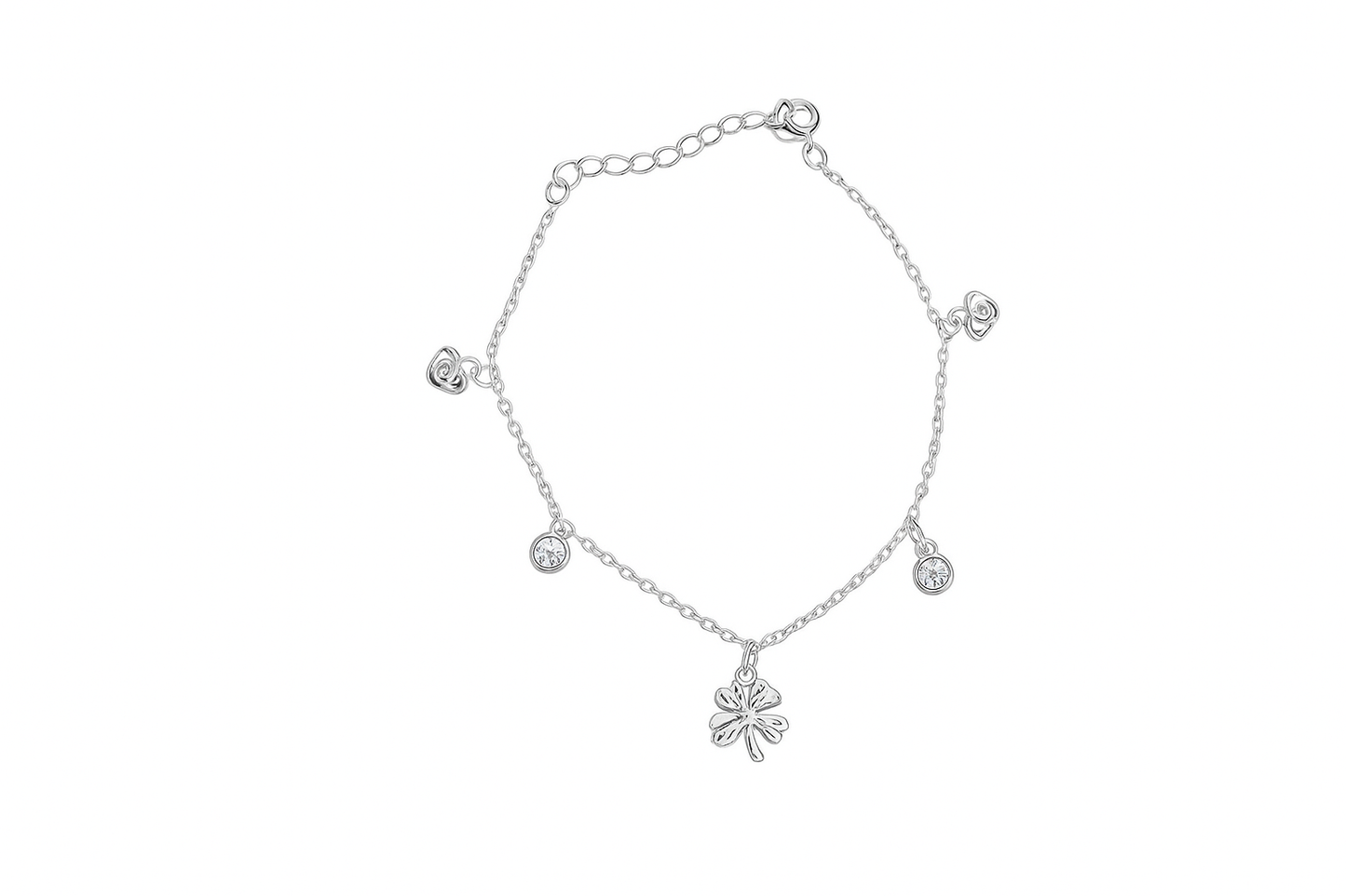 Crystal Heart Silver Bracelet