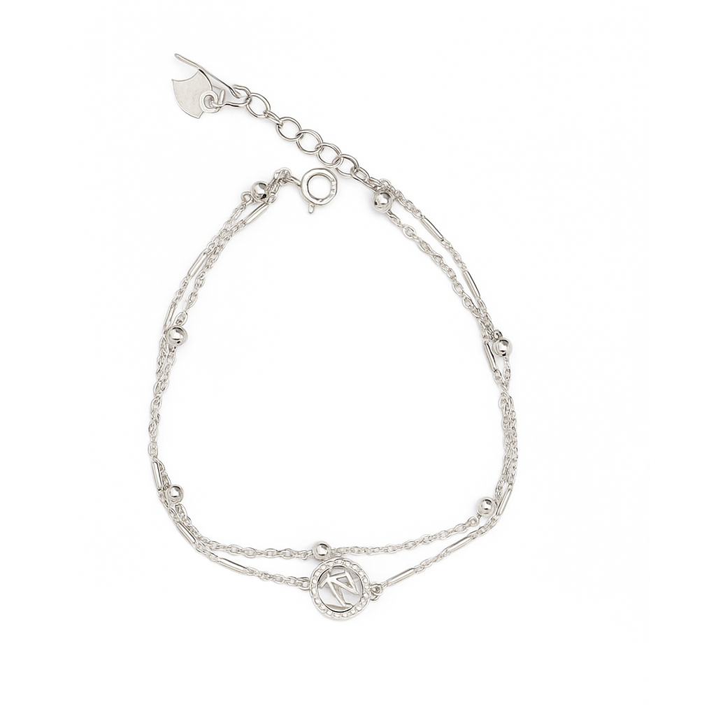 Silver bracelet on a white background