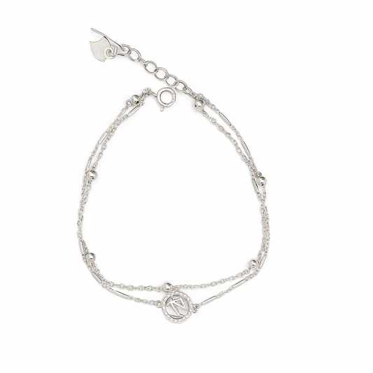 Silver bracelet on a white background