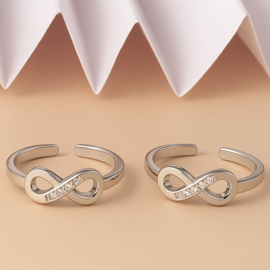 Infinity Glow Duo Silver Toe Rings