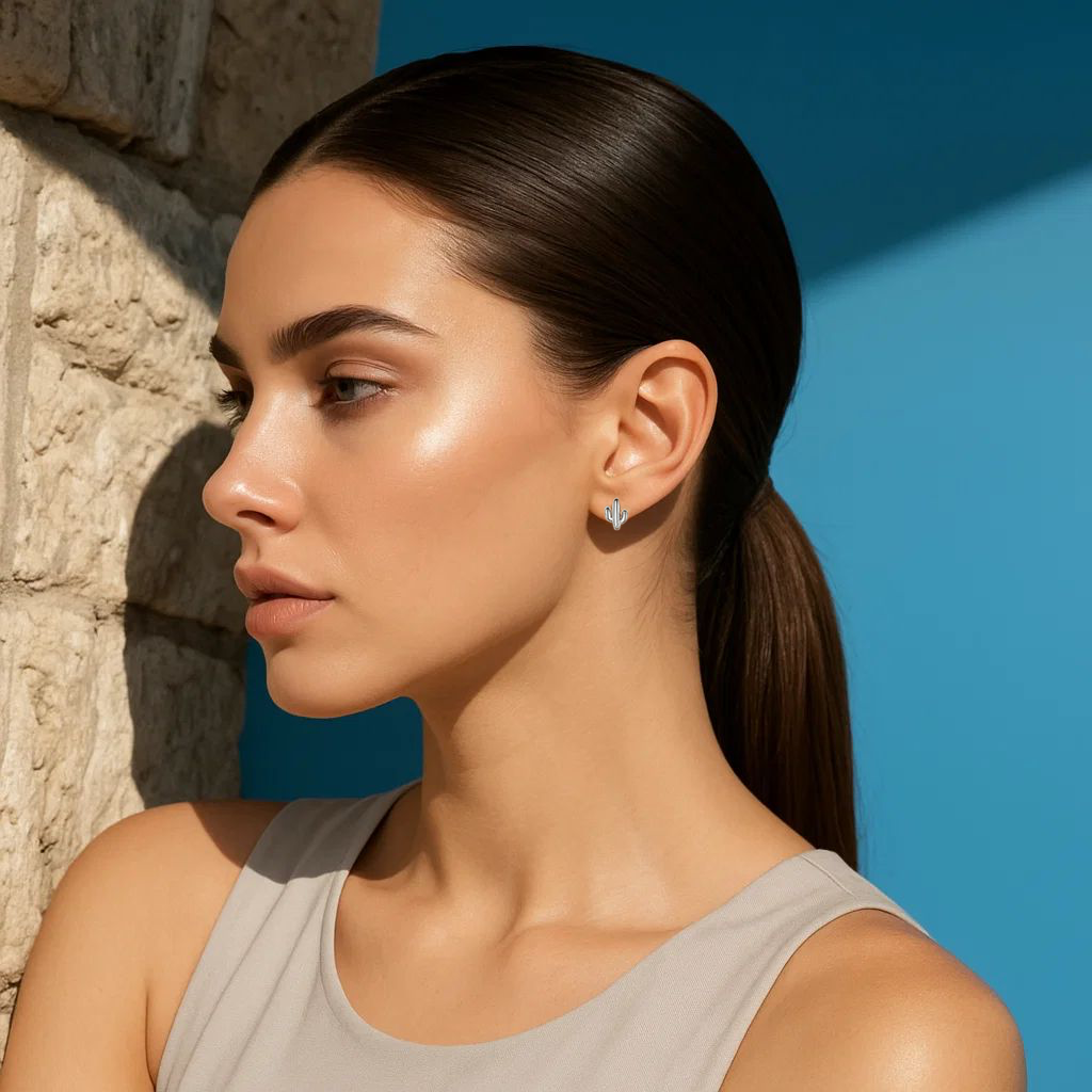 Minimal Desert Cactus Silver Studs