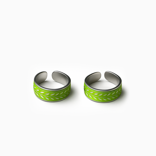 Neon Floral Silver Toe Rings
