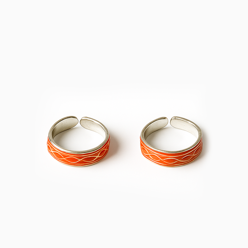 Twist Pattern Silver Toe Rings