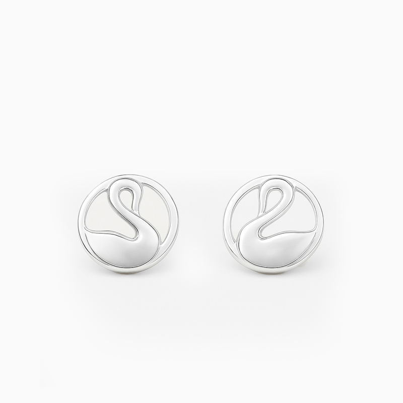 Minimalist Swan Silver Studs