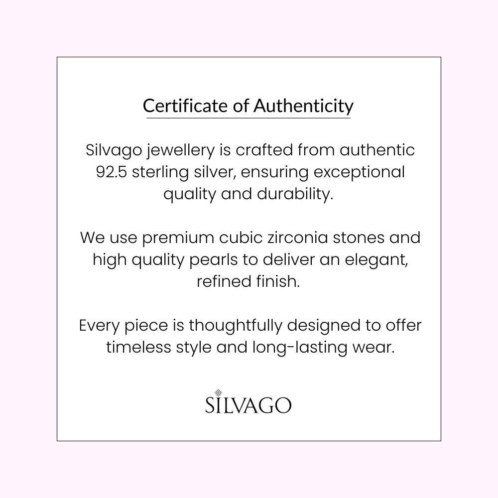Certificate of Authenticity for Silvago jewellery on a light pink background