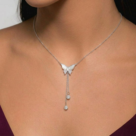 Angel Wings Butterfly Silver Necklace