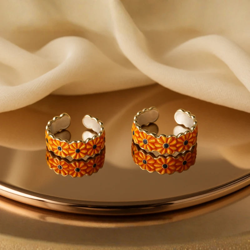 Blue/Orange Blossom Silver Toe Rings