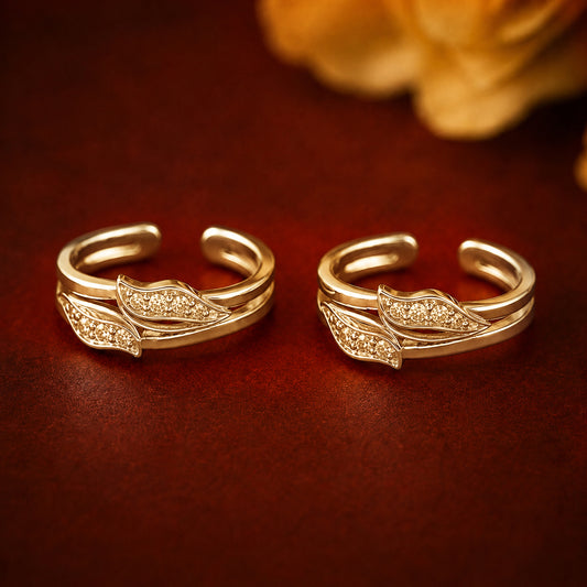 Twin Leaf Silver Toe Rings