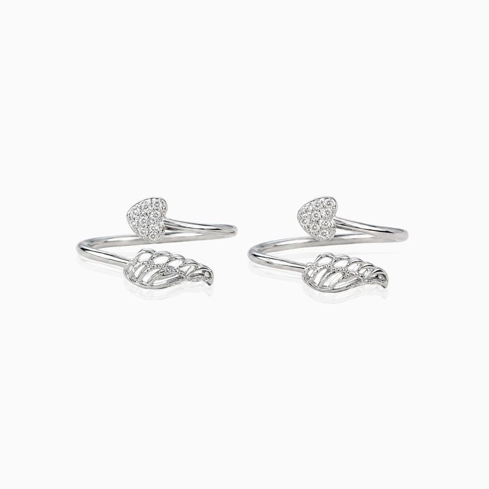 Silver Heart Leaf Toe Ring