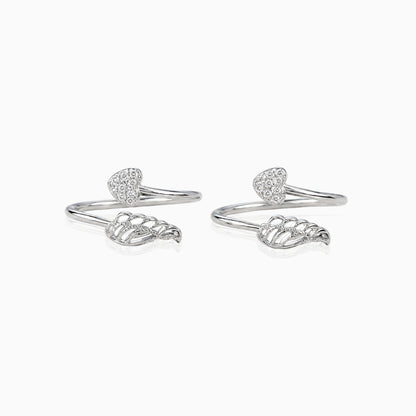 Silver Heart Leaf Toe Ring