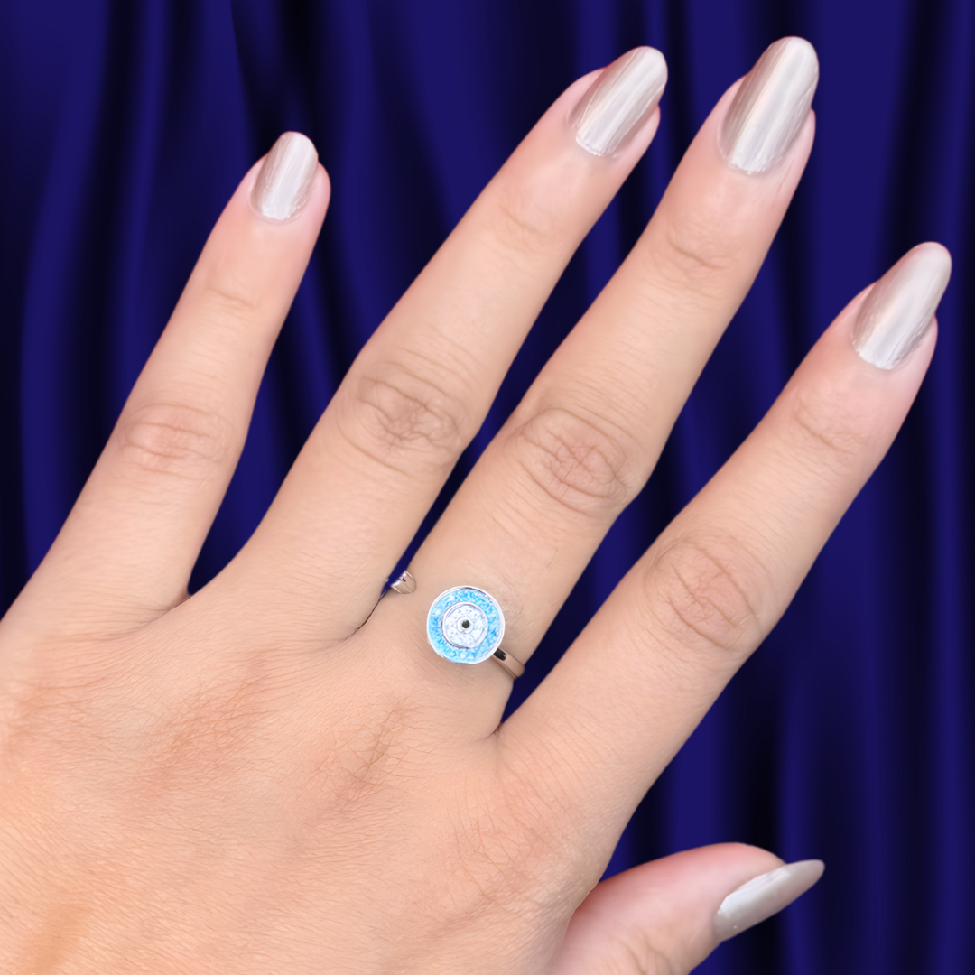 Eclipse Blue Charm Silver Ring