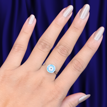 Eclipse Blue Charm Silver Ring