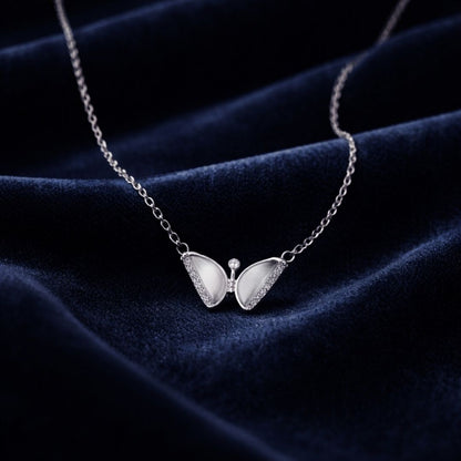Celestial Butterfly Glow Silver Necklace