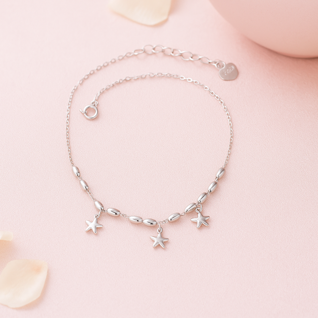 Shiny Tri-Stars Silver Bracelet