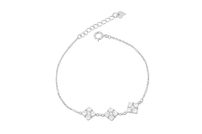 Silver Bracelet with Floral Charm
