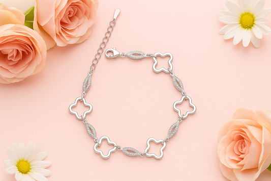 Floral Shine Silver Bracelet