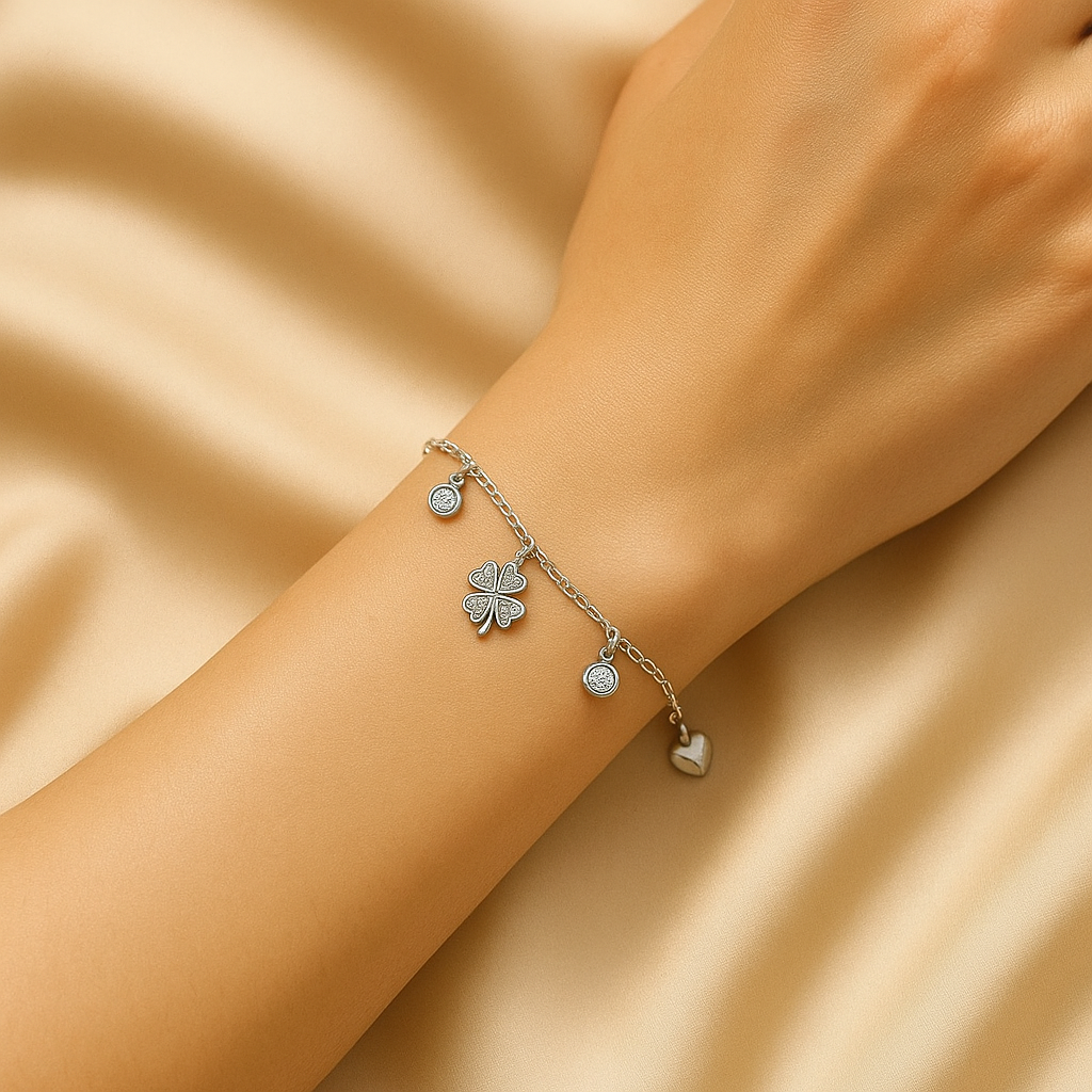 Crystal Heart Silver Bracelet