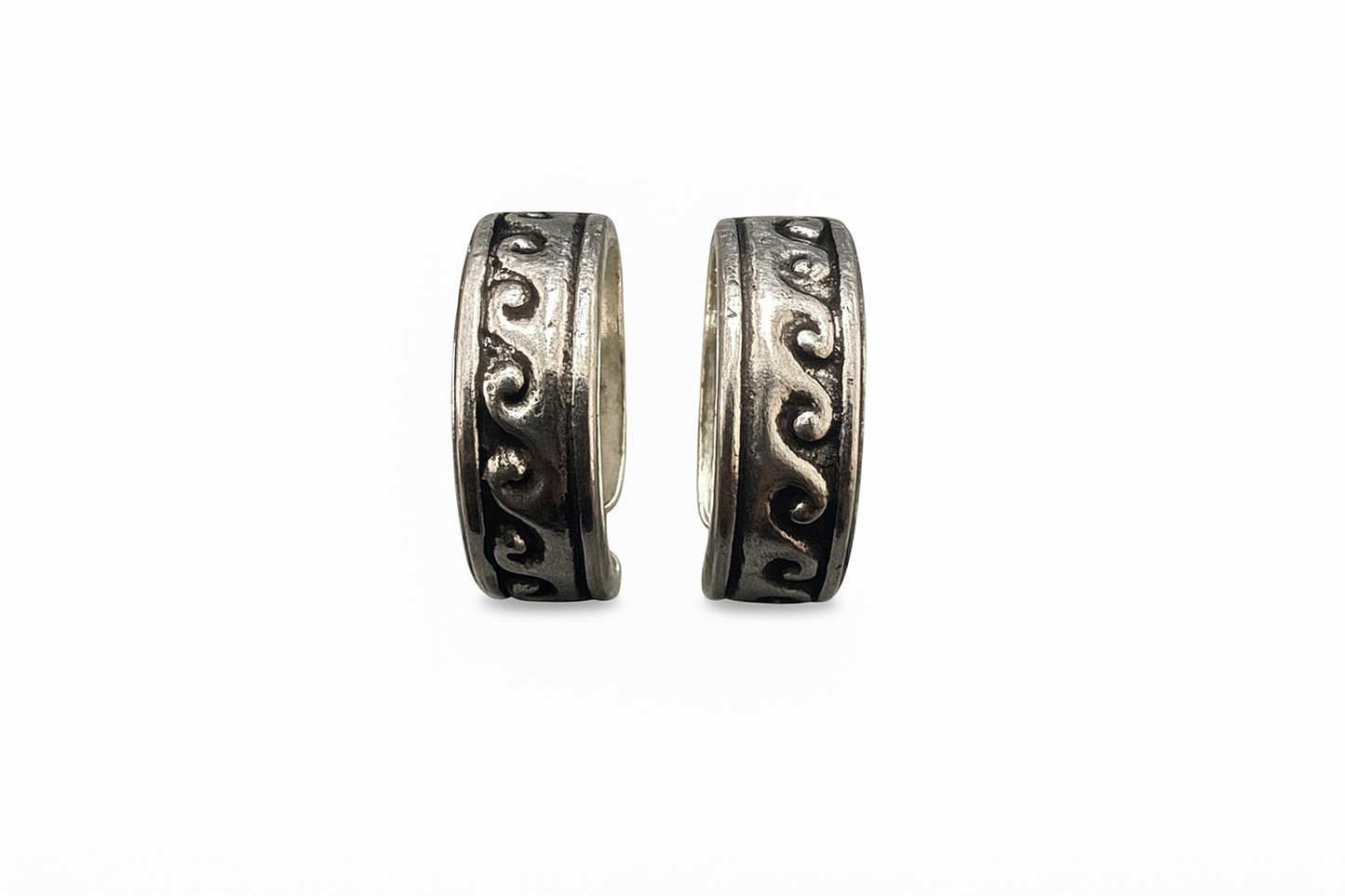 Silver Ocean Wave Toe Rings