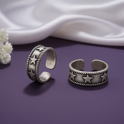 Star Band Silver Toe Rings