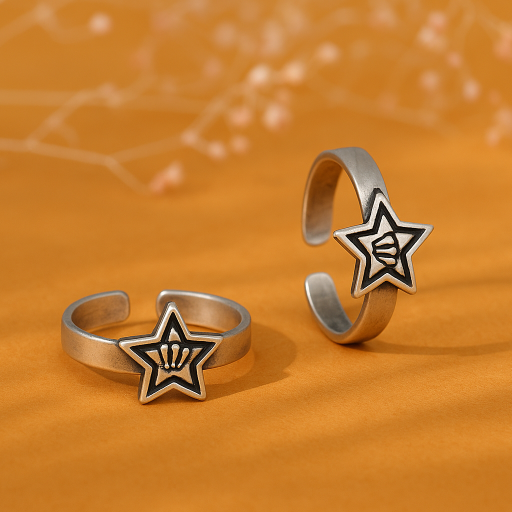 Star Charm Silver Toe Rings