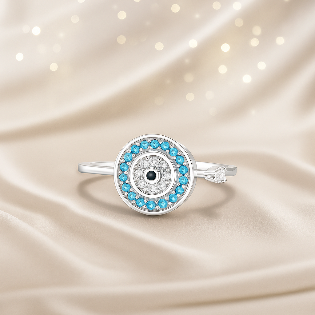 Eclipse Blue Charm Silver Ring