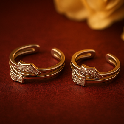 Twin Leaf Silver Toe Rings