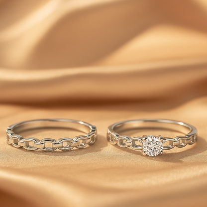 Forever Linked Silver Couple Rings