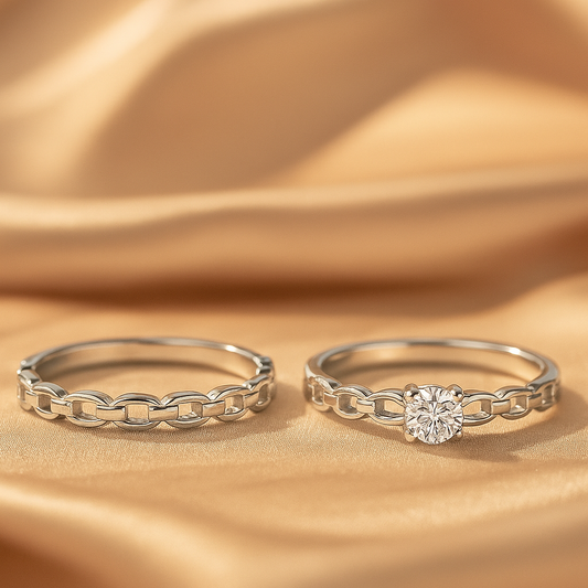 Forever Linked Silver Couple Rings