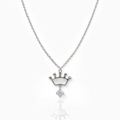 Princess Crown Silver Necklace with Stone