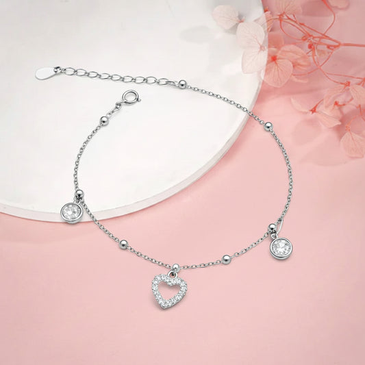 Open Heart Drop Silver Bracelet