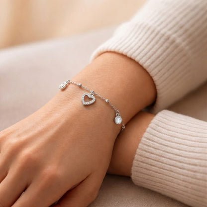 Open Heart Drop Silver Bracelet