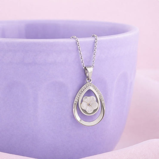 Teardrop Blossom Silver Pendant