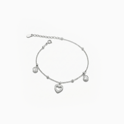 Open Heart Drop Silver Bracelet