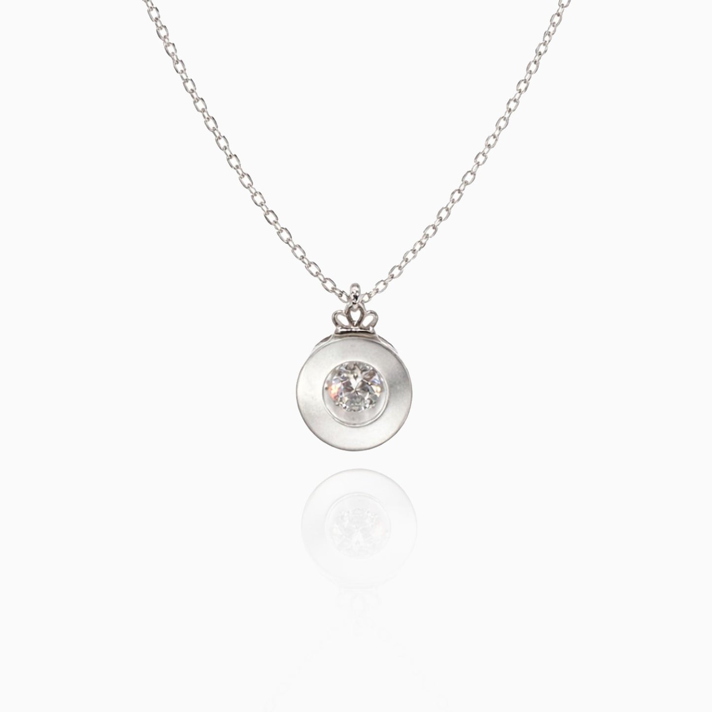 Round Crystal Silver Chain Necklace
