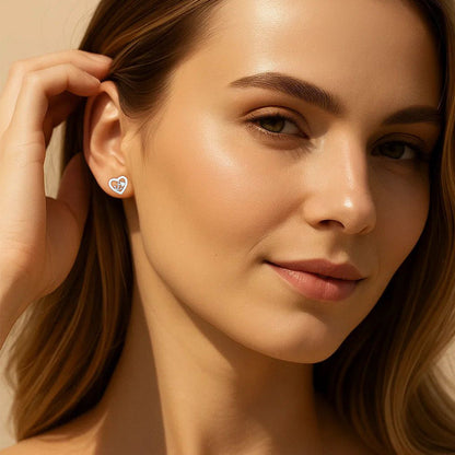 Heart Anchor Silver Studs