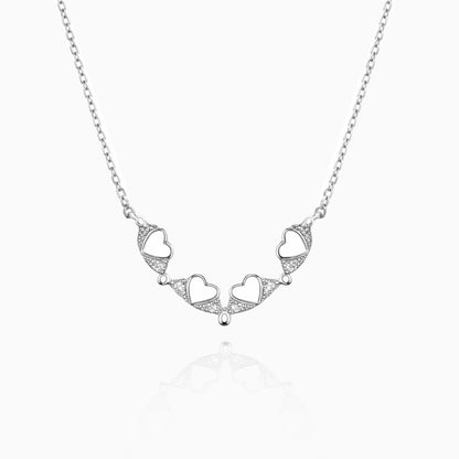 Connected Hearts Convertible Silver Necklace