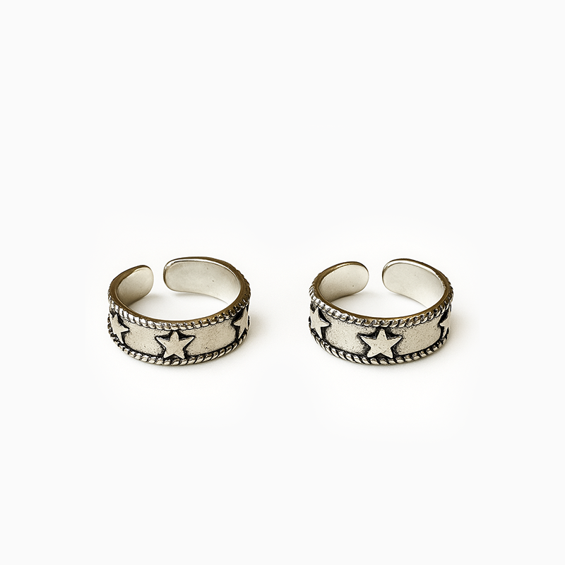 Star Band Silver Toe Rings
