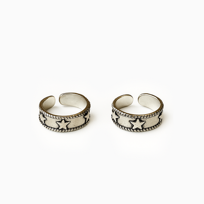 Star Band Silver Toe Rings