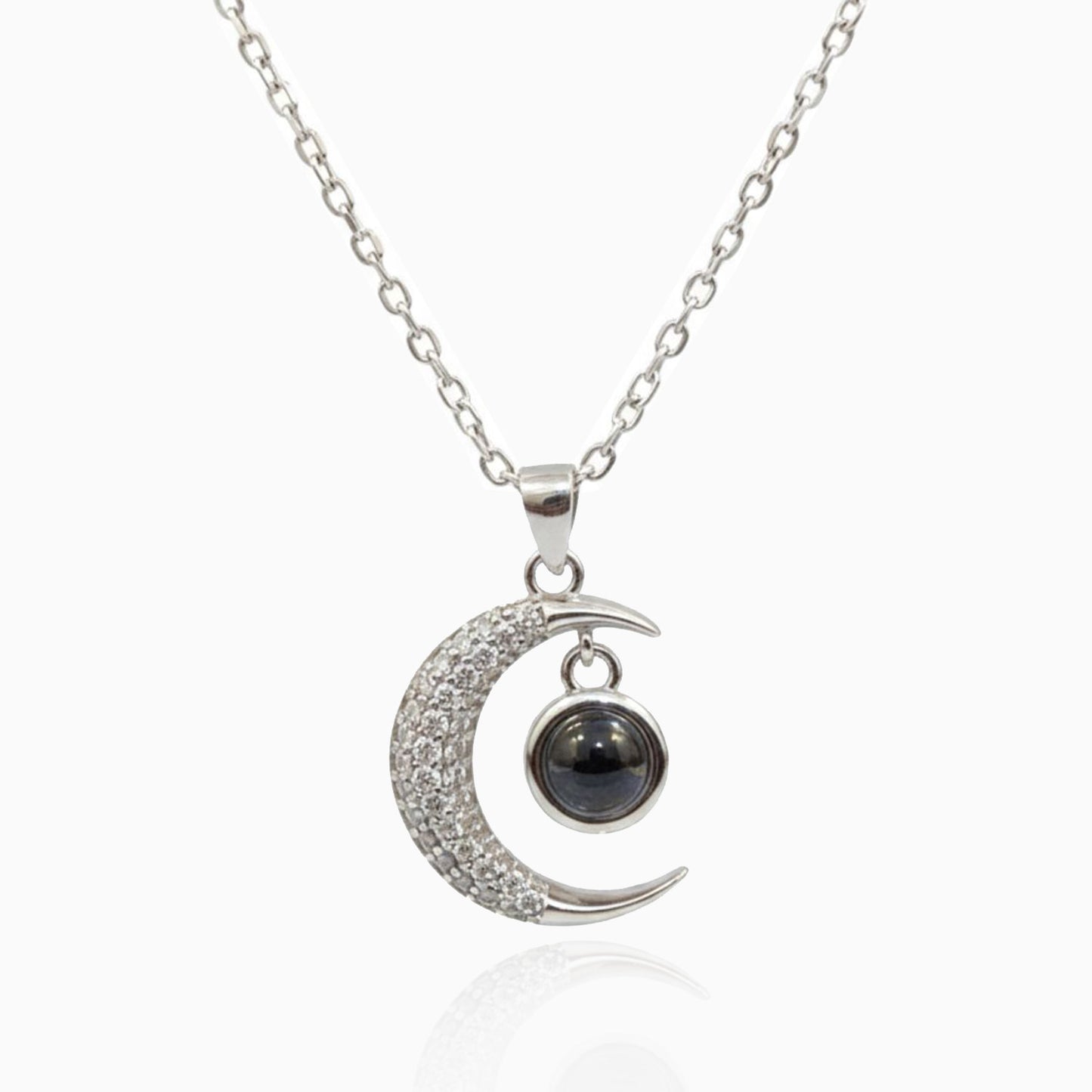 Hidden Love Message in Moon Silver Necklace