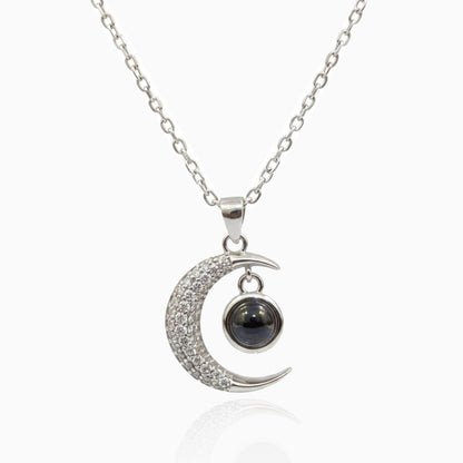 Hidden Love Message in Moon Silver Necklace