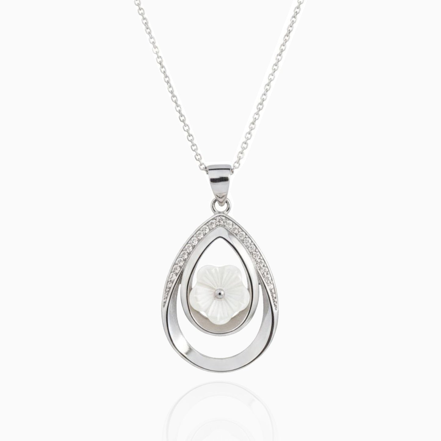 Teardrop Blossom Silver Pendant