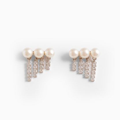 Pearl and Crystal Dangle Silver Earrings