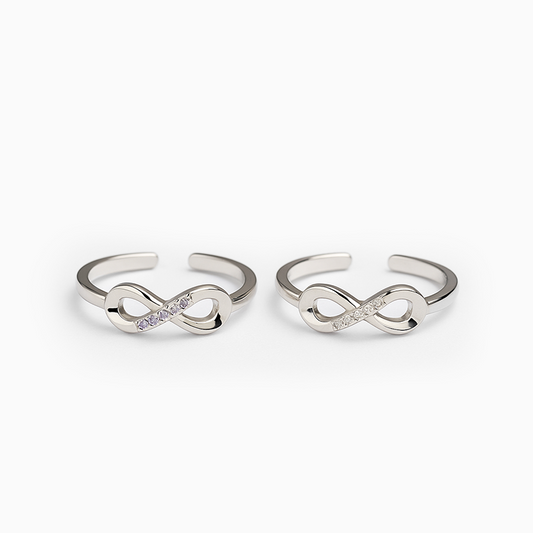 Infinity Glow Duo Silver Toe Rings