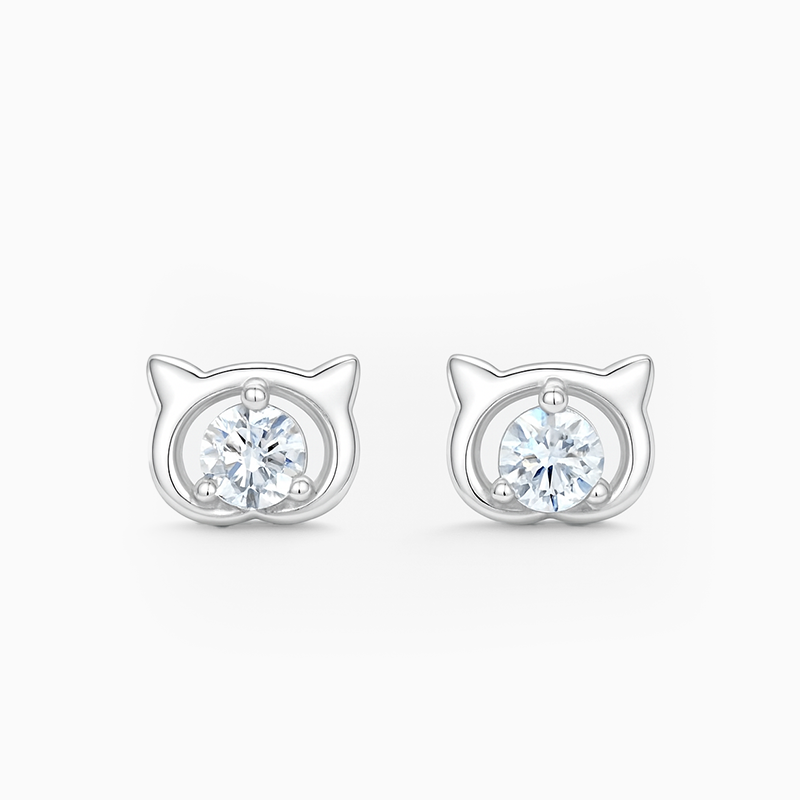 Trendy Silver Cat Shape Earrings