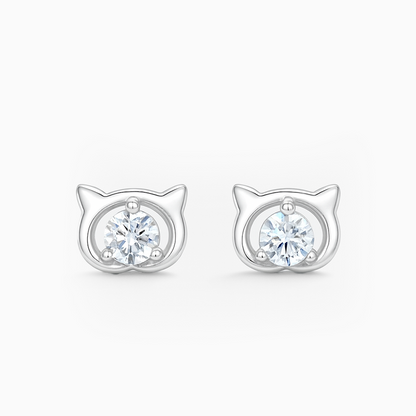 Trendy Silver Cat Shape Earrings