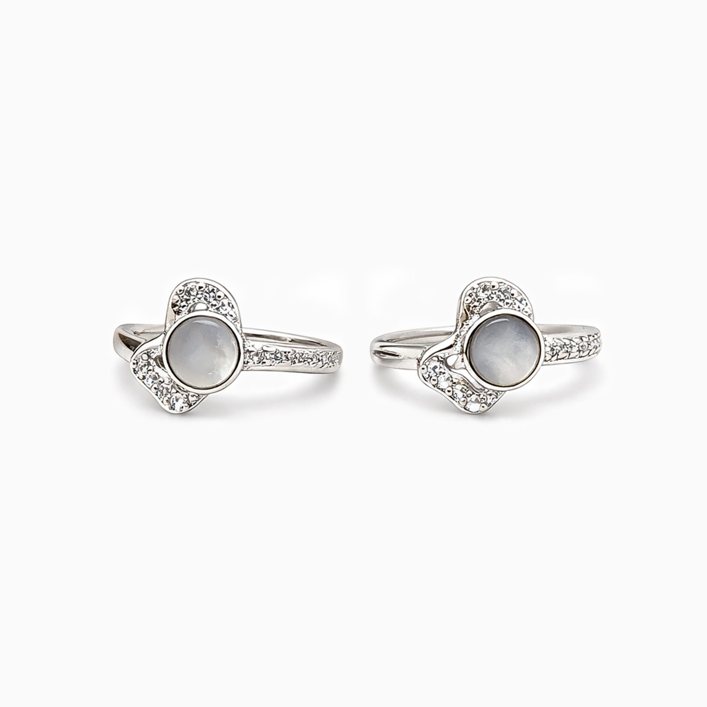 Moon Petal Silver Toe Rings