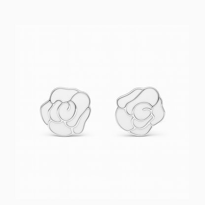 Multicolor Rose Design Silver Earrings