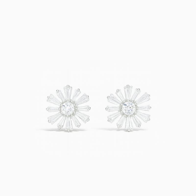 Silver Radiance Sunburst Stud Earrings