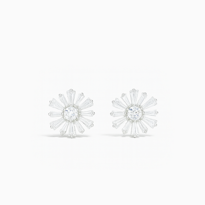 Silver Radiance Sunburst Stud Earrings