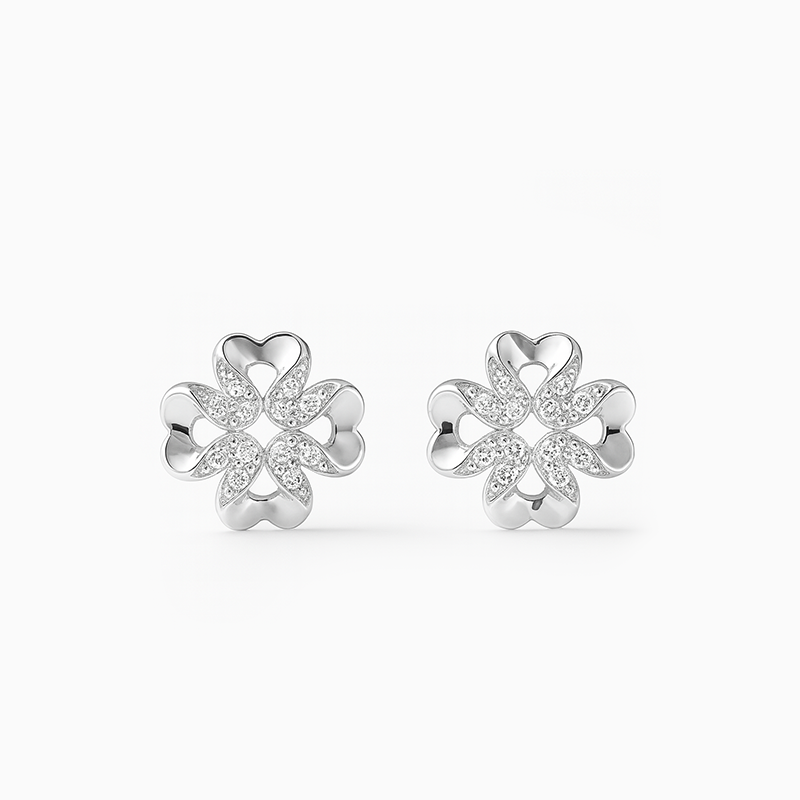 Heart Blossom Silver Zirconia Earrings